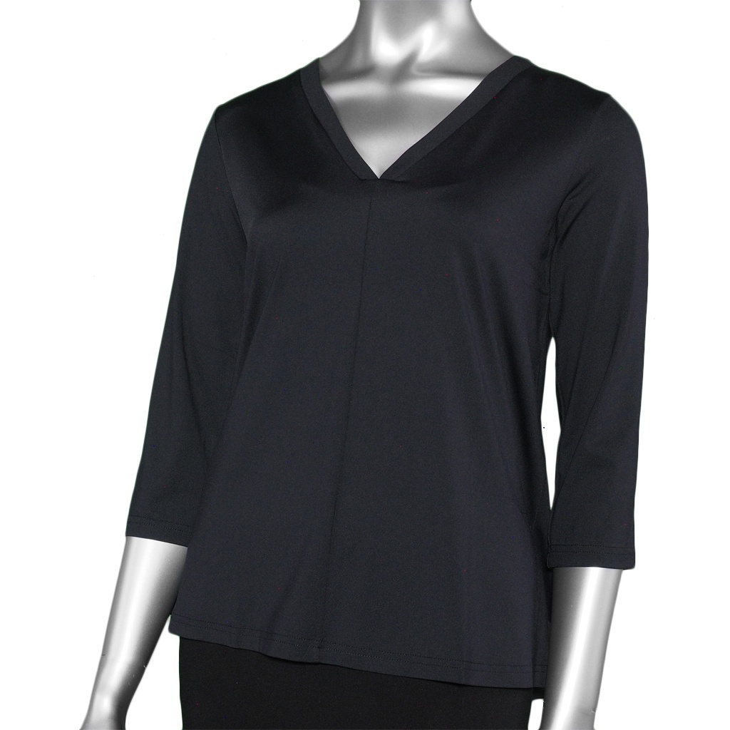 Lulu-B 3/4 Sleeve V-Neck- Black | Style: SPX5083S BLK | McClutchey's