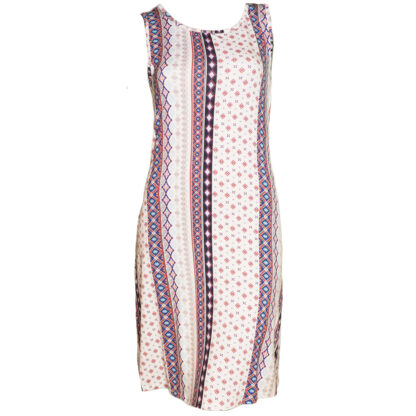 Tribal Halter Dress with Pockets- White Print