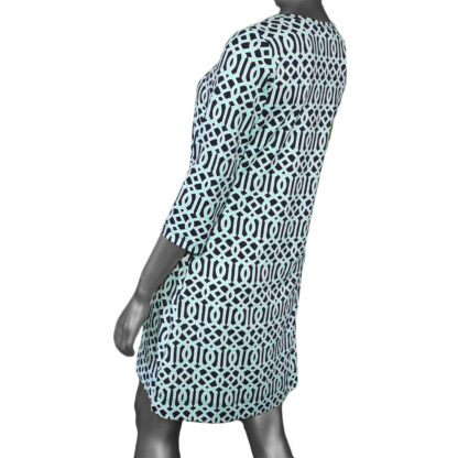 Lulu-B Travel Dress- Navy & Turquoise. Style: SPX4423P GWN Back