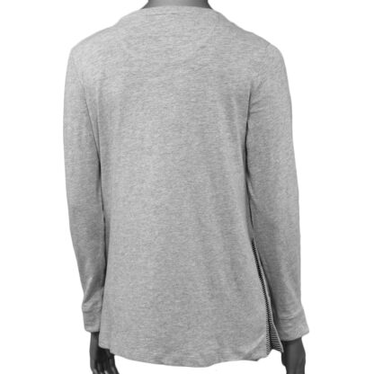 Tribal Long Sleeve Crew Neck Top with Snaps Grey Mix - Image 2