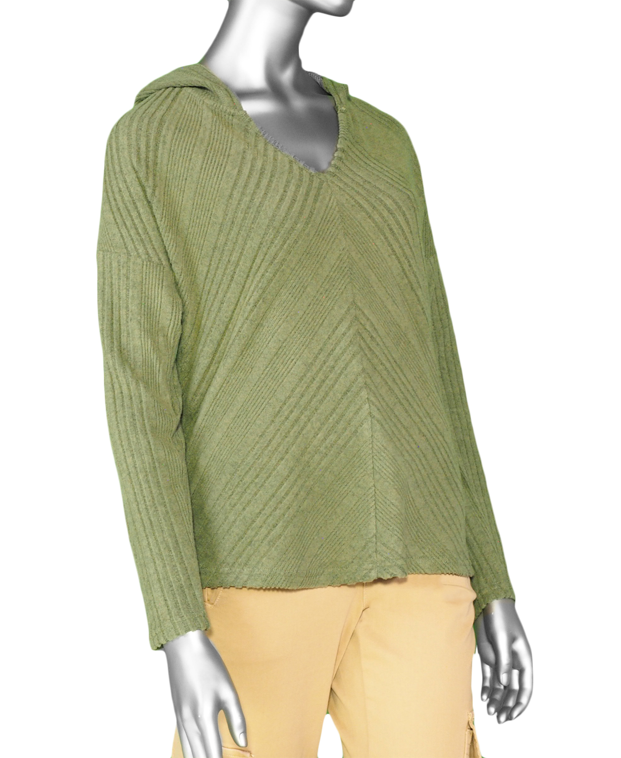 Tribal Hooded Mitered Top- Moss Green • McClutchey's Store •