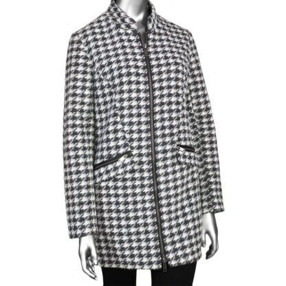 Tribal Women's Houndstooth Zip Up Coat - Black