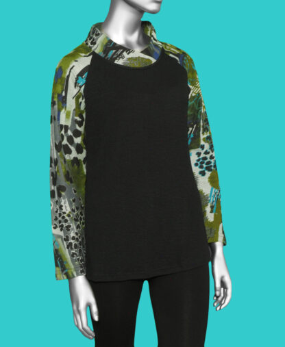 Parsley and Sage Britta Mock Neck Top- Black . Style: W206C29