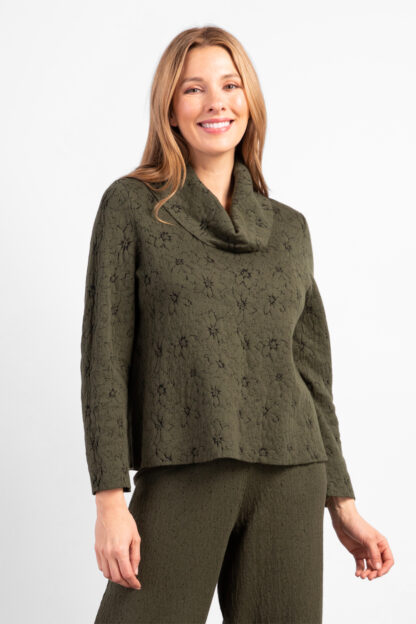 Habitat Jacquard Knit Cowl Top- Forest . Habitat Style: 85439 FOR