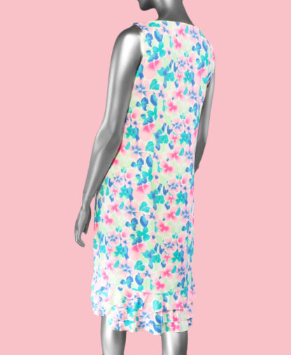 Lulu-B Ruffle Dress Mid Calf- Multi Flower . Style: SPX4579 PAFL. Back