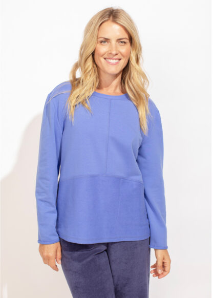 Escape Ocean Front Terry Ruched Pocket Hoodie- Baja Blue . Escape Style: 30118