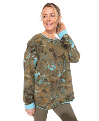 Escape Marble Washed Fleece Pullover- Olive . Escape Style: 14550 OLV