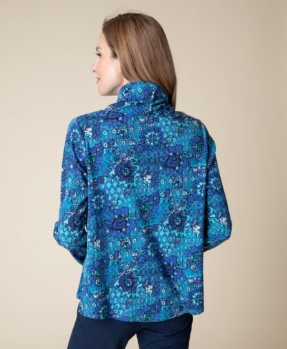 Habitat French Floral Swing Turtleneck- Sapphire . Habitat Style: 16703 SAP Back