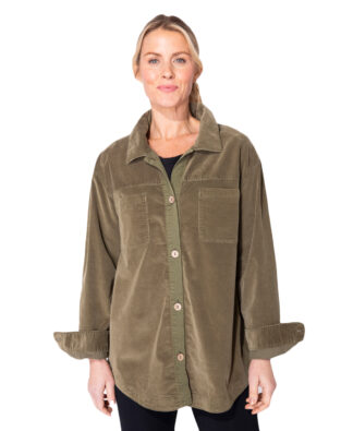 Escape Baby Cord Shacket- Olive  . Escape Style: 34520