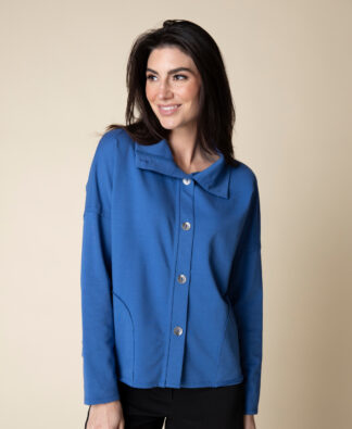 Habitat French Terry Curved Pocket Jacket- Blue . Habitat Style: 69328 BLU