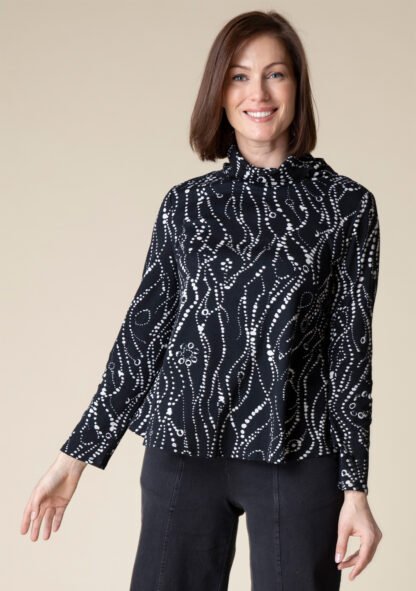 Habitat Wavy Dot Turtleneck- Black . Habitat Style: 16803 BLK