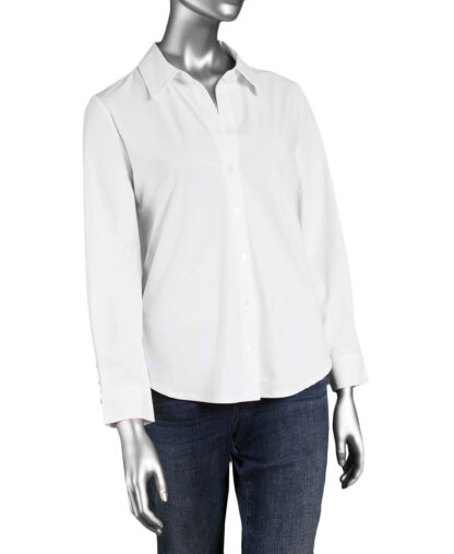 Liverpool Button Down Knit Shirt- White . Liverpool Style: LM8E25ETK WHT