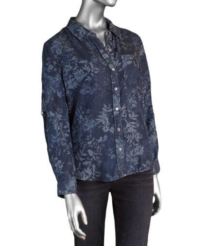 Liverpool Rolled Sleeve Woven Shirt- Indigo Floral . Liverpool Style: LM1454Y47P66 IGF