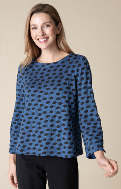 Habitat Textured Dot Boatneck Top- Sapphire . Habitat Style: 37220 SAP