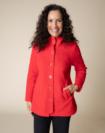 Habitat Box Quilt Shirttail Jacket- Apple . Habitat Style: 53315 APP