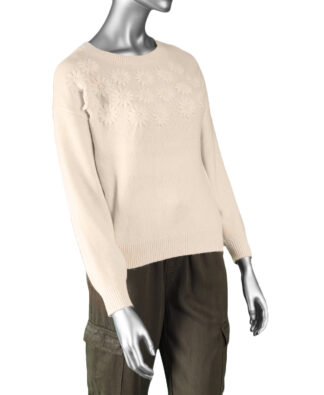 Tribal Crew Neck Embroidered Sweater- Moonstone . Tribal Style: 1960O-3976-3111