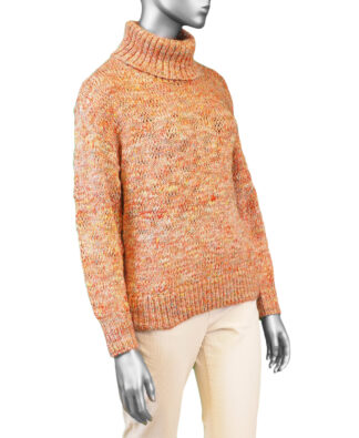 Tribal Turtleneck Sweater with Puff Sleeve- Apricot Mist . Tribal Style: 5591O-5075-1977