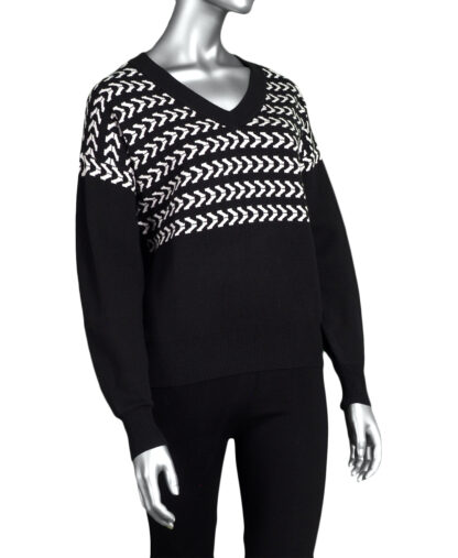 Tribal V-Neck Jacquard Sweater- Black . Tribal Style: 5646O-4848-0002.