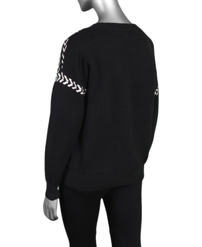 Tribal V-Neck Jacquard Sweater- Black . Tribal Style: 5646O-4848-0002. Back