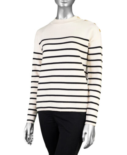 Charlie B Jacquard Crew Neck Sweater- Ecru . Charlie B Style: C2715/737B