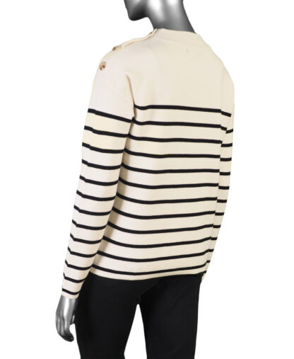 Charlie B Jacquard Crew Neck Sweater- Ecru . Charlie B Style: C2715/737B Back