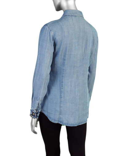 Charlie B Embroidery Cuff Shirt- Denim . Charlie B Style: C4549/249B Back