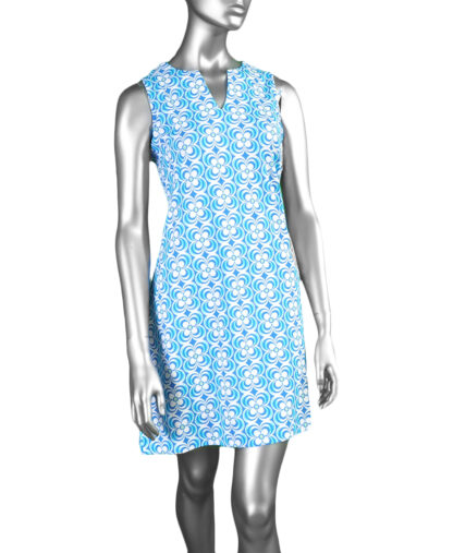 Lulu-B Open Cut Dress- Daisy Geometric Peri-Turquoise . Style: SPX4474P DGPT