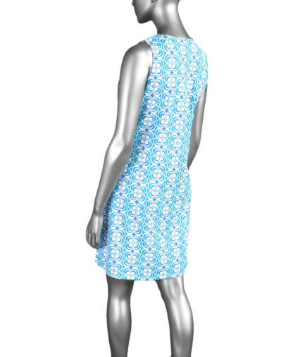 Lulu-B Open Cut Dress- Daisy Geometric Peri-Turquoise . Style: SPX4474P DGPT Back